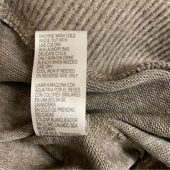 Democracy Mock Neck Cut Out Button Long Sleeve Gray Taupe Super Soft Sweater S - Picture 9 of 9